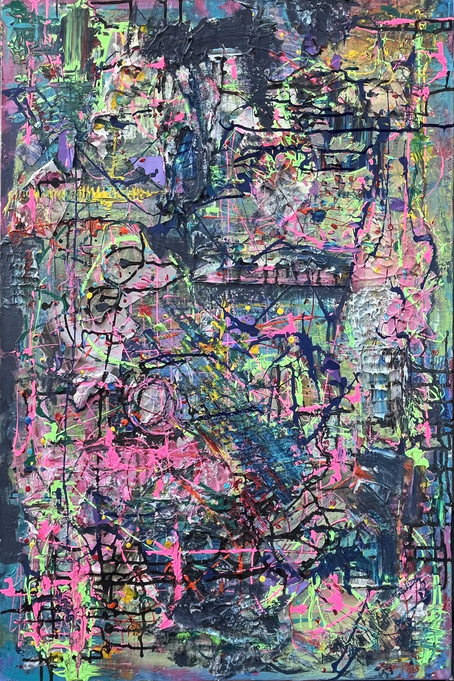 Reflexion Abstract Painting by Cindy Trestman, Vibrant Textured Acrylic Art