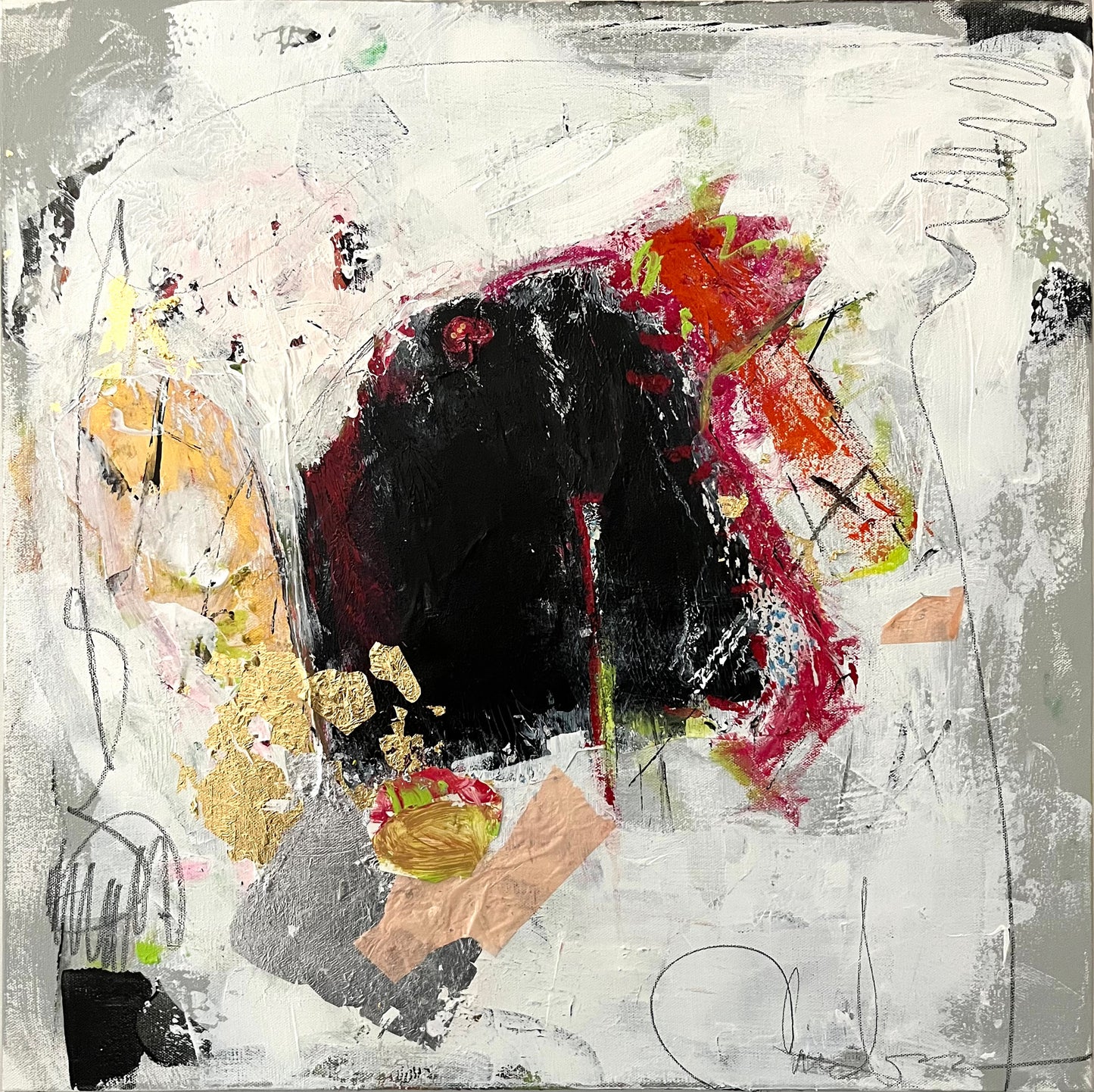 Perception Abstract Painting by Cindy Trestman, Black and Gold Modern Wall Art