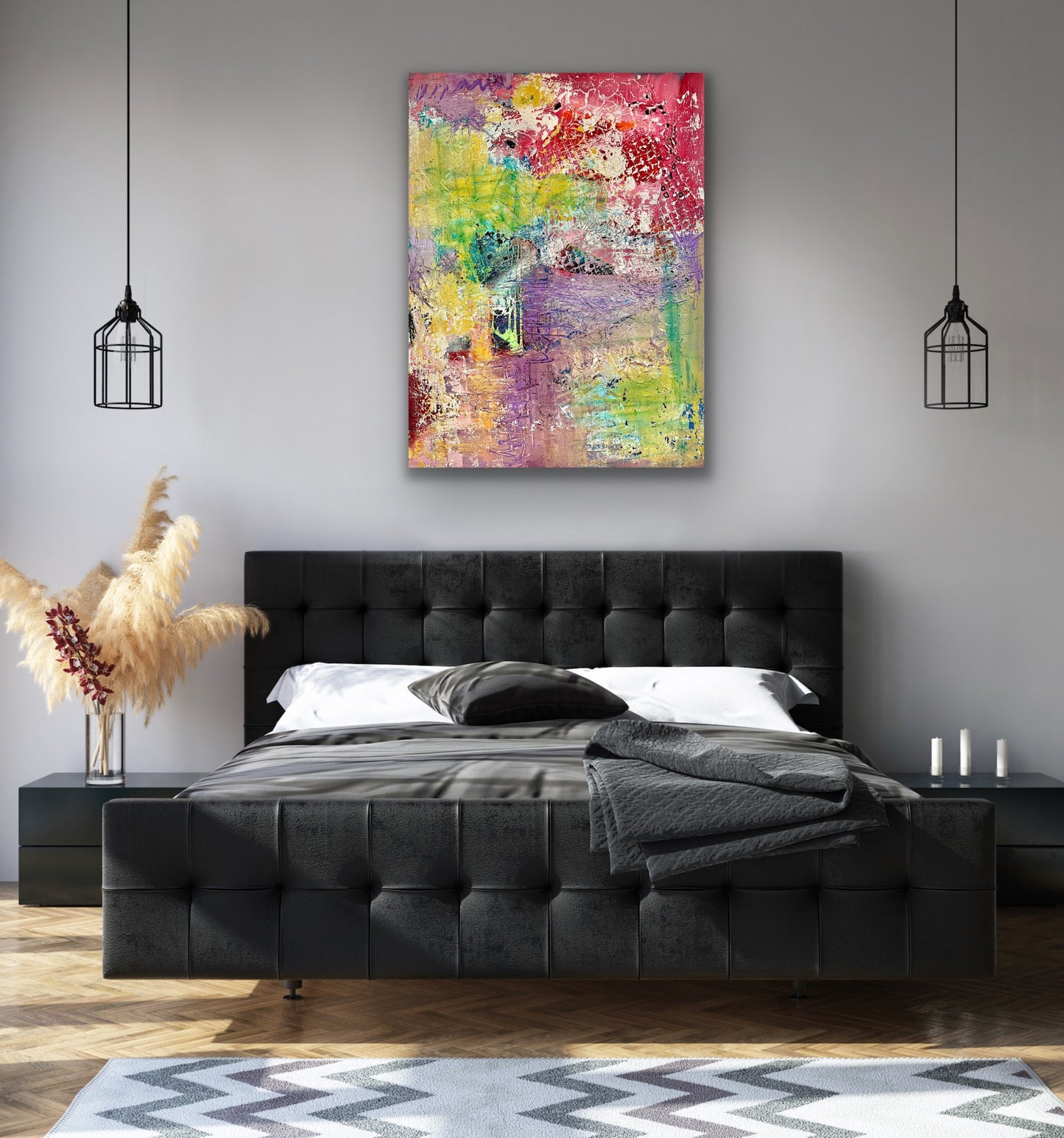 Purple Haze Canvas Painting By Cindy Trestman Bed Room 2