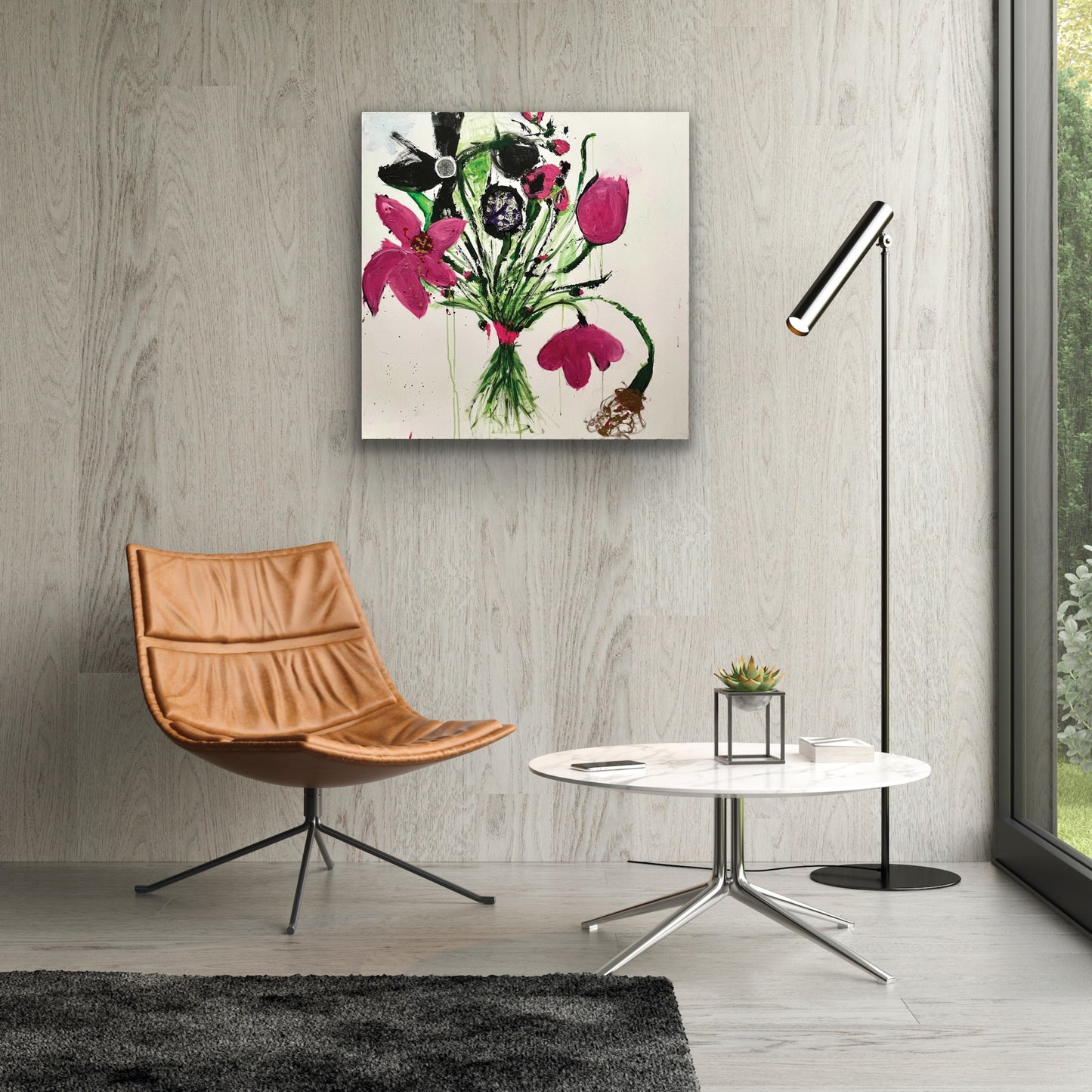 Colorful Textured Abstract Painting Bouquet By Cindy Trestman Office