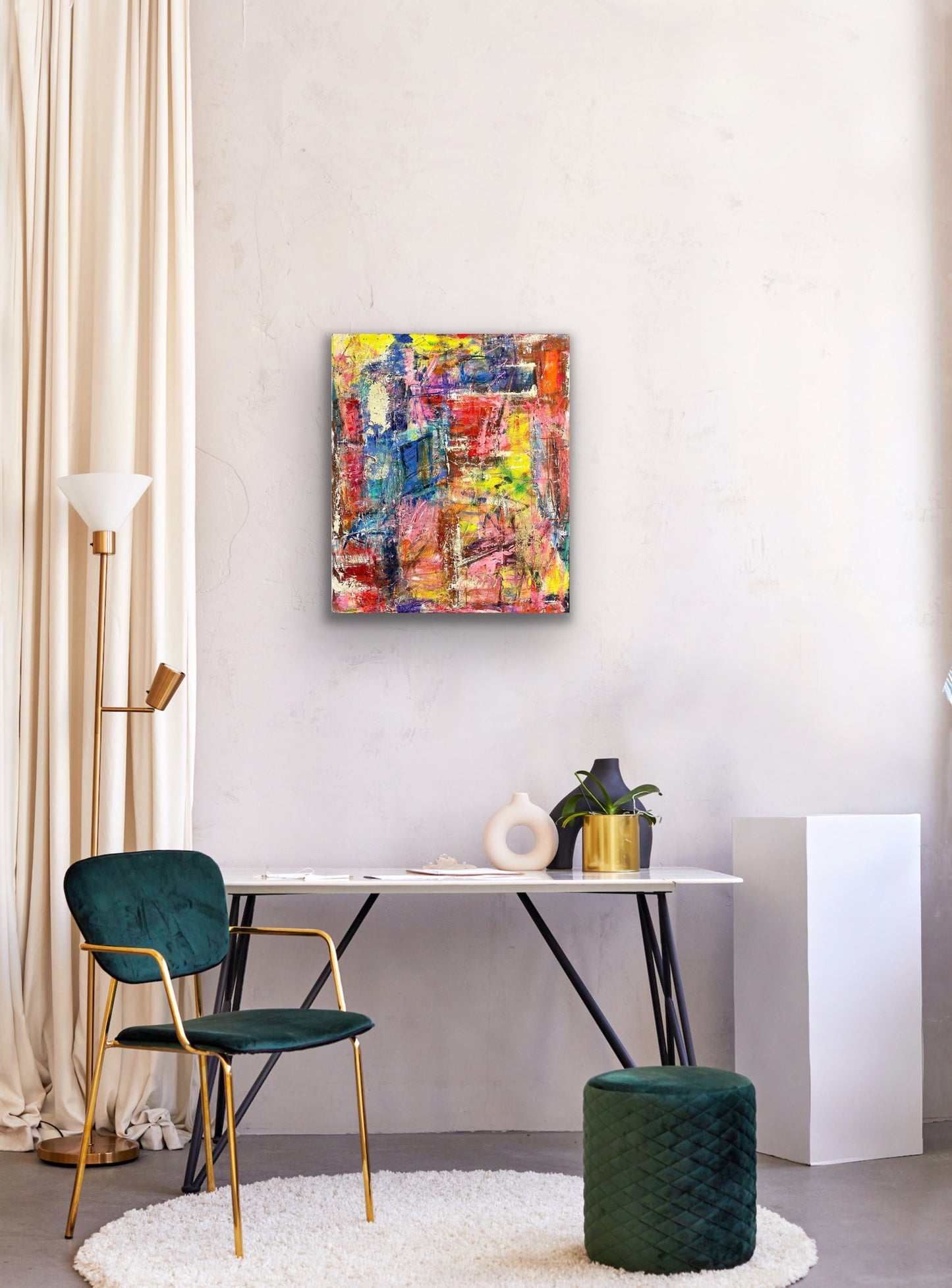 Colorful Textured Abstract Painting Wall Art Momentum And Mystery By Cindy Trestman Home Office Artwork