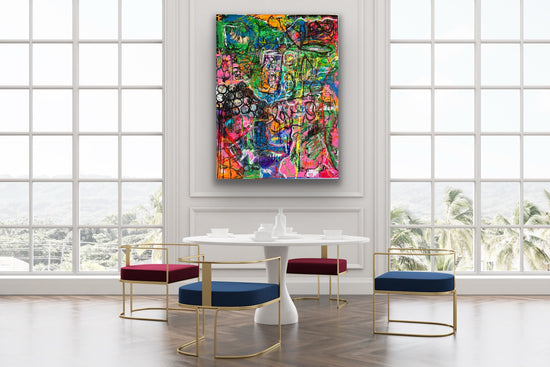 Multicolored Confusion Abstract Canvas Painting For dining Room by Cindy Trestman