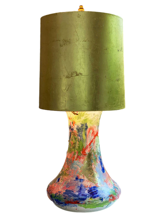 Painted object collection by Cindy Trestman featuring abstract textures, vivid colors, and expressive fine art on functional or sculptural objects.