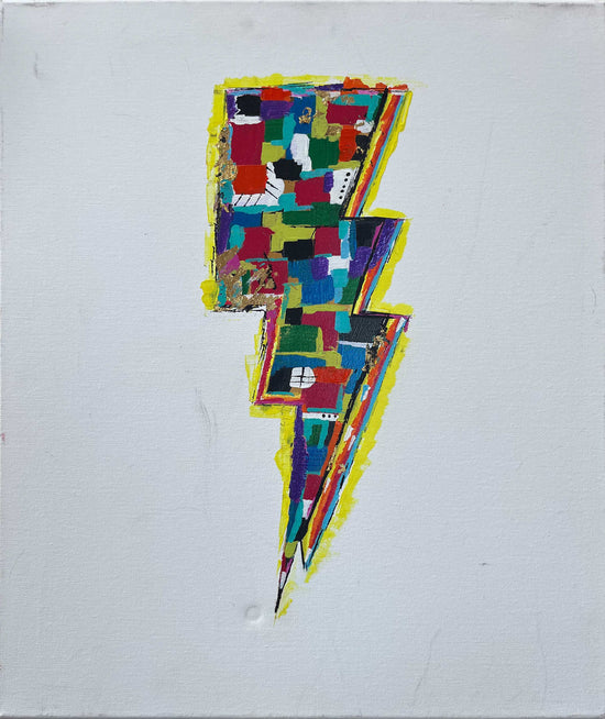 Colorful abstract lightning bolt painting by Cindy Trestman titled Power