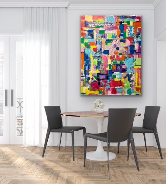 Colorful Textured Abstract Painting Wall Art Resonance of Joy By Cindy Trestman Living Room