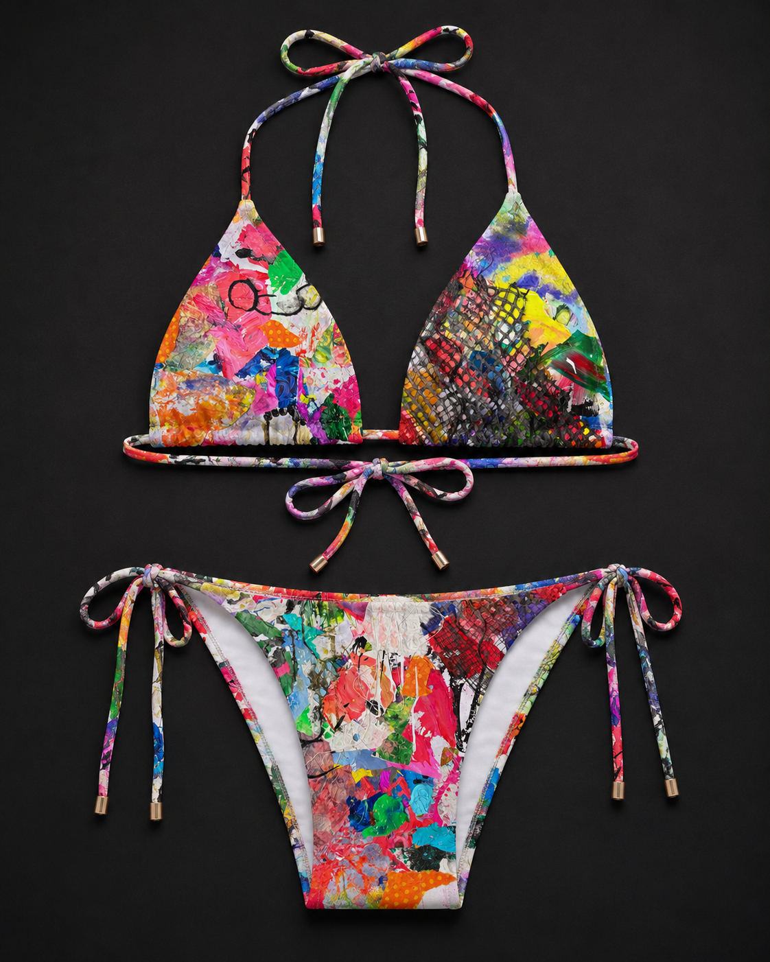 Abstract Expressionist String Bikini Set
