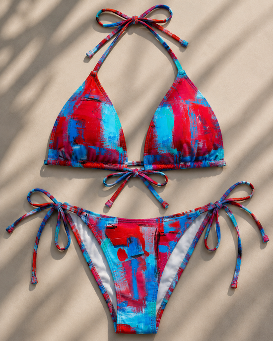 Red & Blue Brushstroke Bikini Set