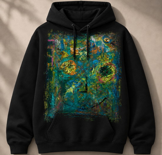 Deep Teal Abstract Art Hoodie