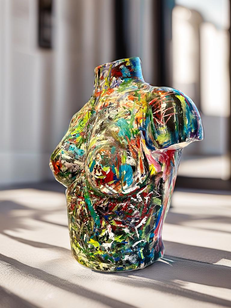 Wooden Female Torso Painted Acrylic Venus By Cindy Trestman