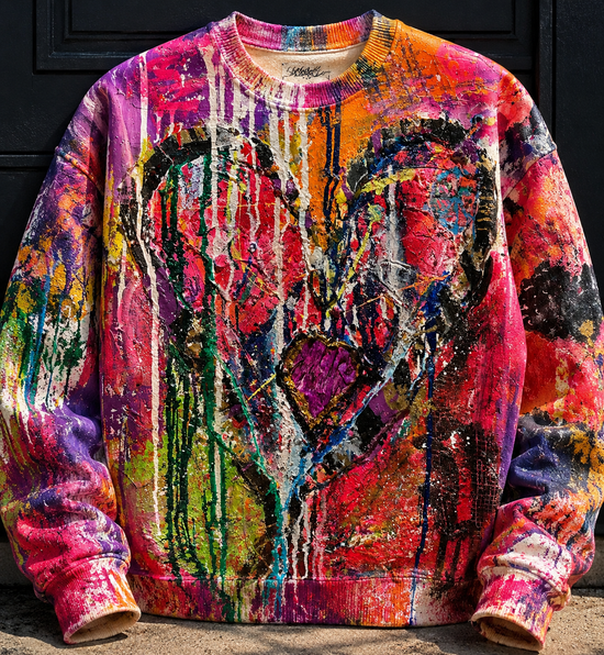 Heart Drip All-Over Sweatshirt