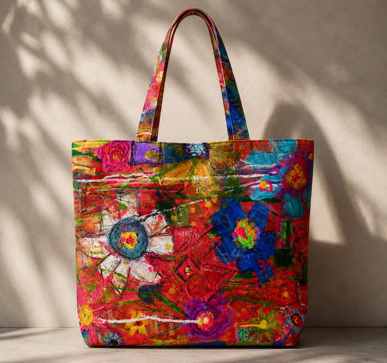 Abstract Floral Canvas Tote Bag